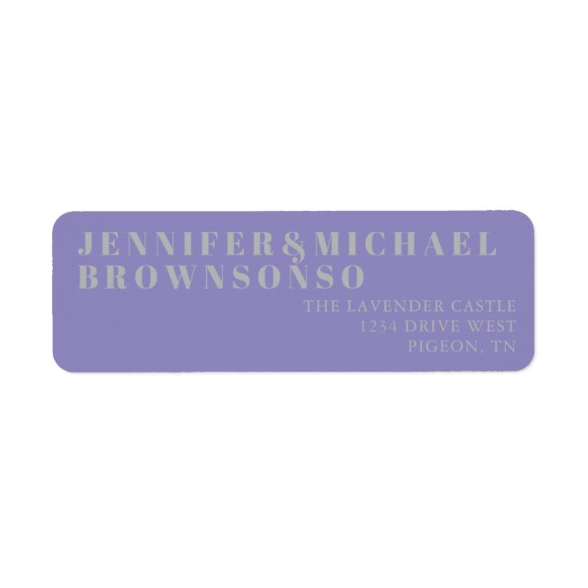 Étiquette Lavender Silver Minimalistic Wedding (Devant)