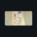 Étiquette Le baiser de Gustav Klimt, Art Nouveau Vintage<br><div class="desc">Le Kiss (Der Kuss) (1907/08) de Gustav Klimt est probablement son oeuvre la plus célèbre. Klimt a commencé à y travailler en 1907 et c'est le point culminant de sa soi-disant "période d'or". The Kiss est une vintage peinture d'amour et d'amour de l'époque victorienne Symbolisme mettant en vedette un couple...</div>