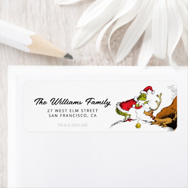 Étiquette Le Grinch prépare Max le renne (En situation)