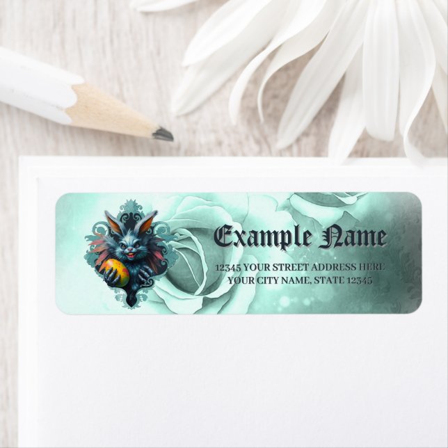 Étiquette Le lapin éffrayant de Pâques, (En situation)