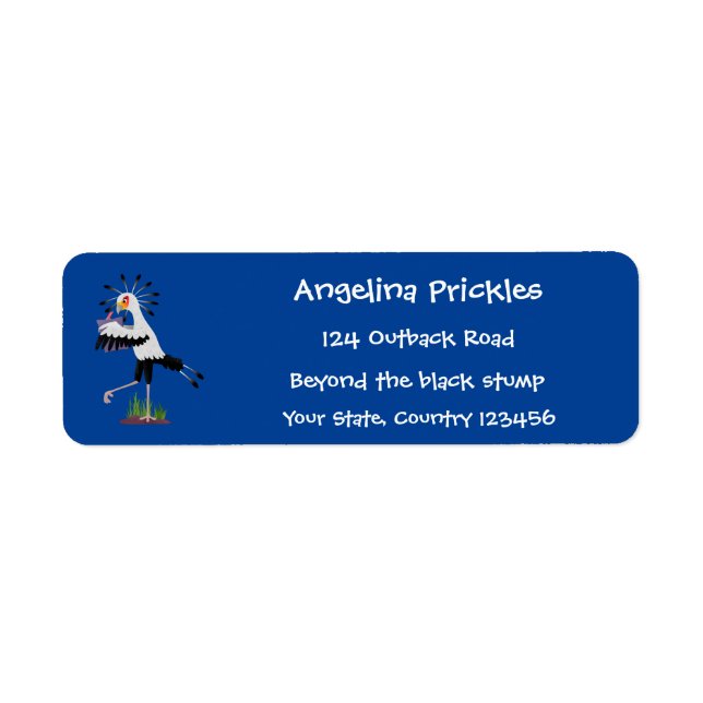 Étiquette Le mignon secrétaire oiseau écrire des notes dessi (Devant)