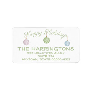 Étiquette Le Pastel Green Happy Holidays Ornamy tendance