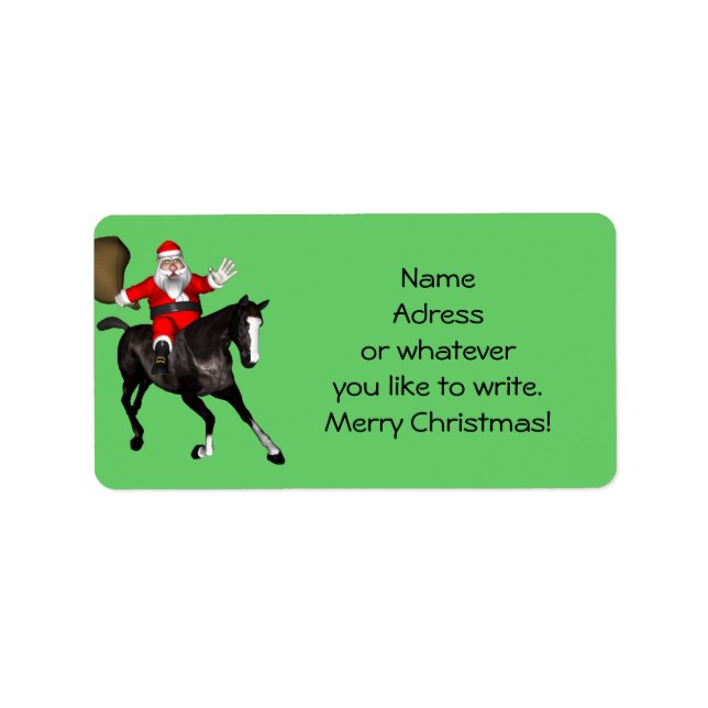 Étiquette Le Père Noël aime les chevaux noirs (Devant)