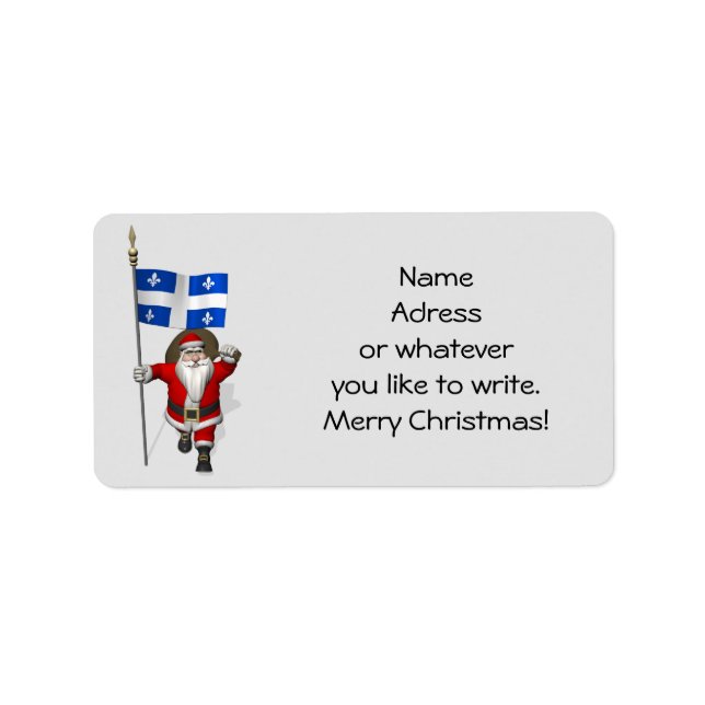 Étiquette Le Père Noël Avec L'Enseigne Du Québec (Devant)