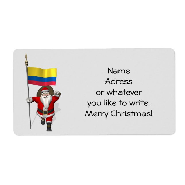 Étiquette Le Père Noël Avec L'Ensigne De La Colombie (Devant)