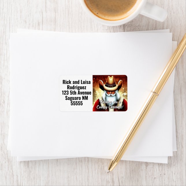 Étiquette Le Père Noël dans un Noël Casquette occidental (En situation)