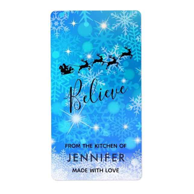 Étiquette Le Père Noël et son renne volant - Cuisine (Devant)