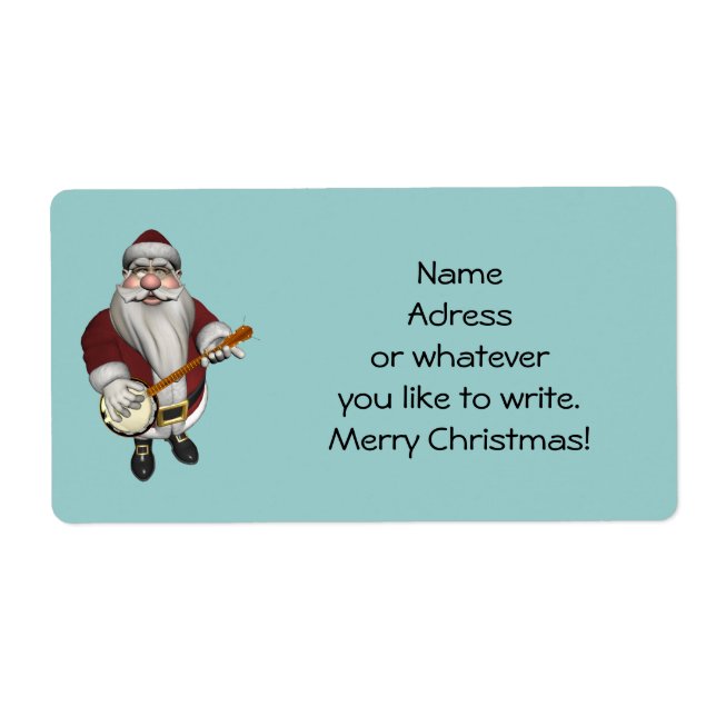 Étiquette Le Père Noël Jouant au banjo (Devant)