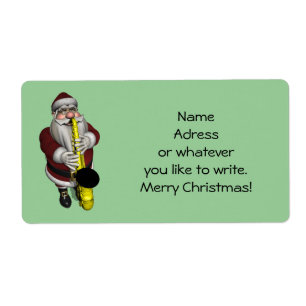 Étiquette Le Père Noël joue du saxophone