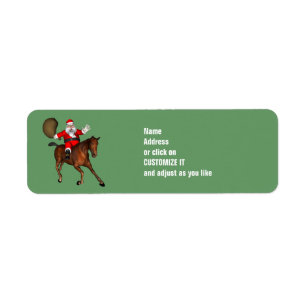 Étiquette Le Père Noël Monte Un Cheval Brown