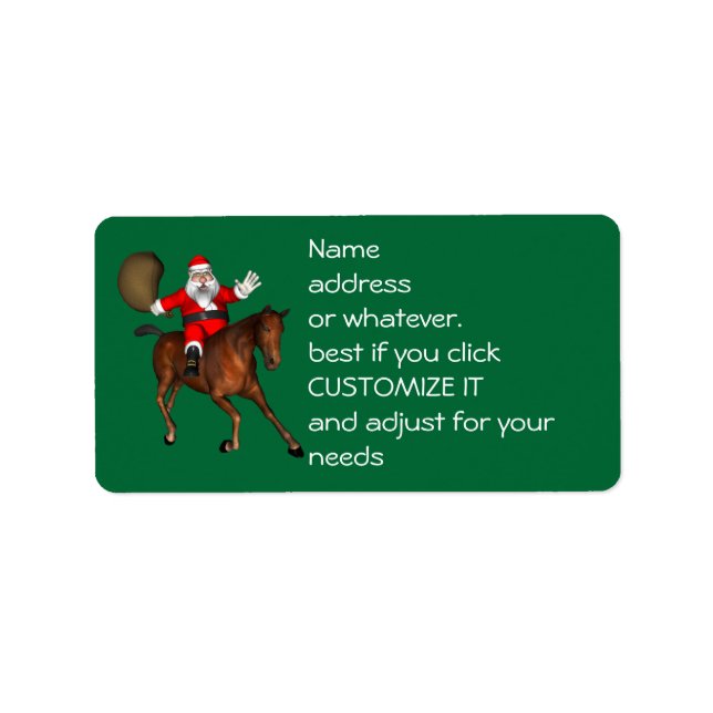 Étiquette Le Père Noël Monte Un Cheval Brown (Devant)