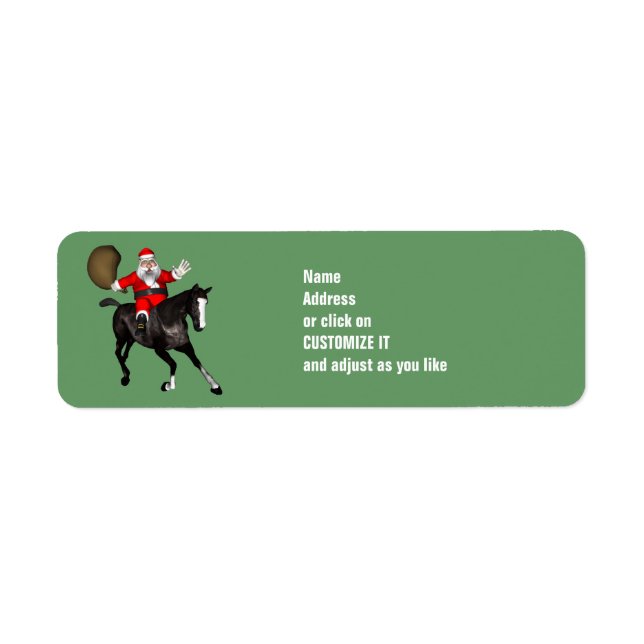 Étiquette Le Père Noël Monte Un Cheval Noir (Devant)