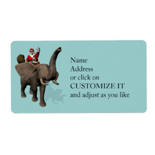Étiquette Le Père Noël Monte Un Éléphant