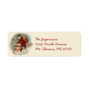 Étiquette Le père noël vintage à Noël de cheminée
