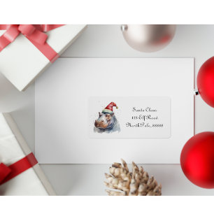 Étiquette Le petit hippopotame du Père Noël, personnalisé