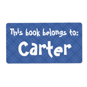 Étiquette Le plaid bleu "ce livre appartient" à l'étiquett