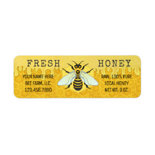 Étiquette Le pot de miel marque des abeilles de rucher de
