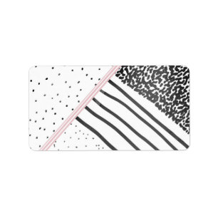 Étiquette Le rose blanc noir à la mode barre le motif de