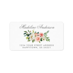 Étiquette Le rose floral d'aquarelle rougissent l'adresse