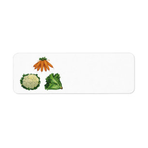 Étiquette Légumes vintages; Carottes, Chou-fleur, Laitue