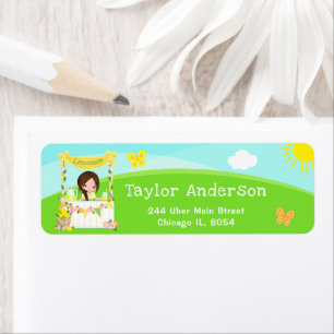 Étiquette Lemonade Stand Anniversaire Brown coiffeuse