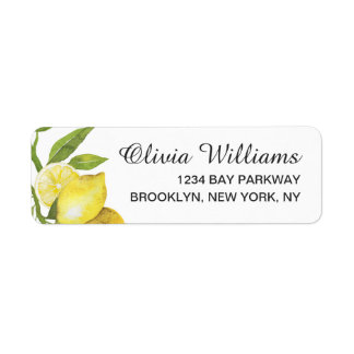 Étiquette Lemons Blossom Greenery Watercolor Return Address