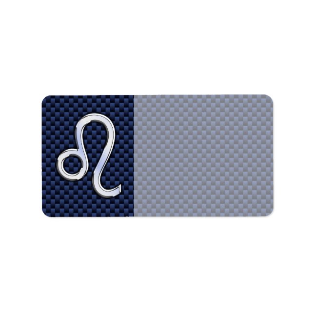 Étiquette Léo Zodiac Sign on Navy Blue Carbon Fiber Print (Devant)