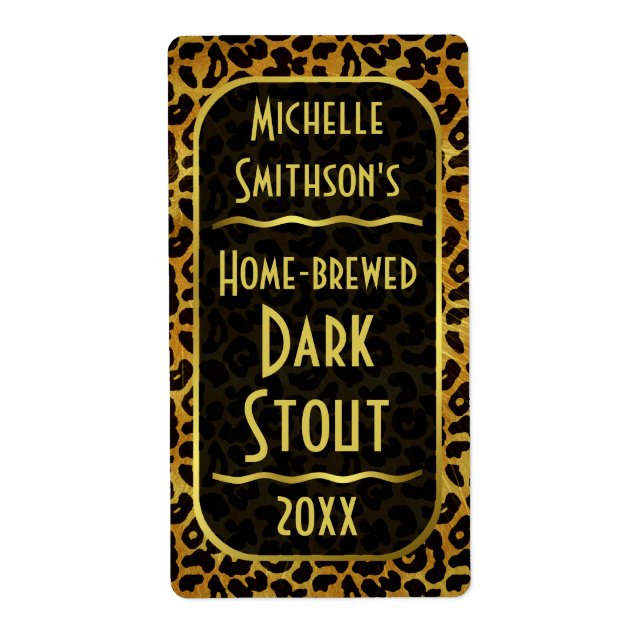 Étiquette Léopard Fourrure Imprimer bière personnalisable br (Devant)