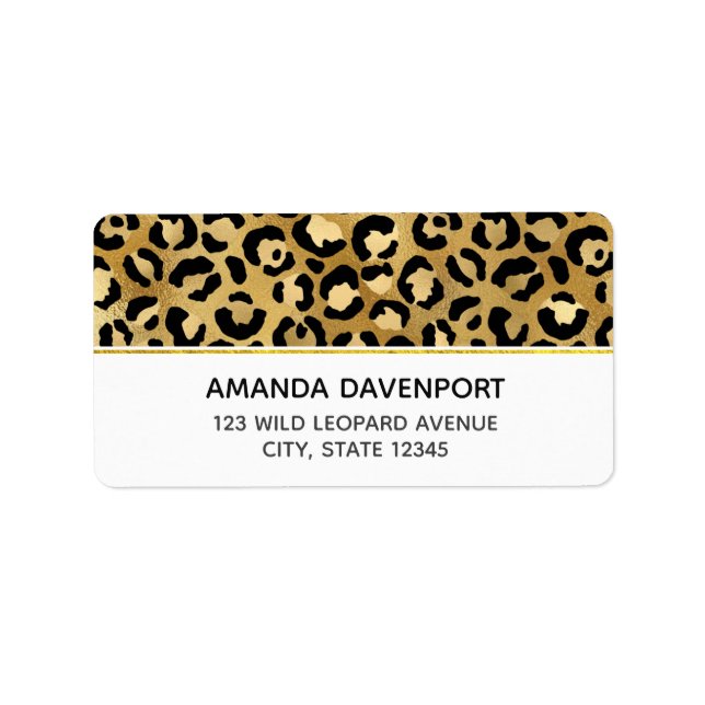 Étiquette Leopard Print Pattern in Gold and Black Label (Devant)