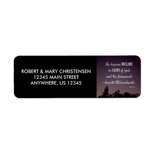 Étiquette Les cieux déclarent la gloire de Dieu (Devant)