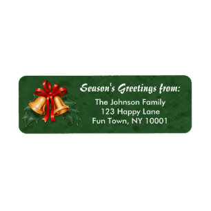 Étiquette Les cloches de Noël et Holly Feuille Green