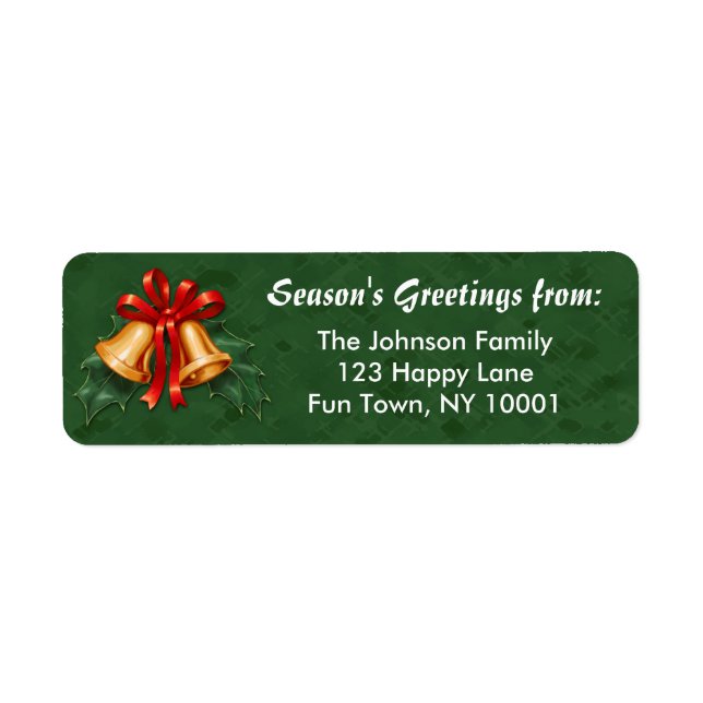 Étiquette Les cloches de Noël et Holly Feuille Green (Devant)