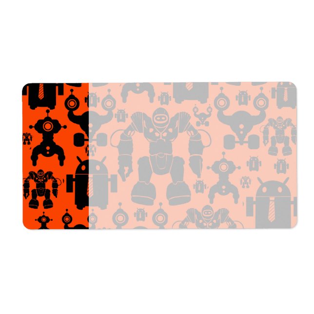 Étiquette Les robots Régler Fun Robot Silhouettes Orange Rob (Devant)