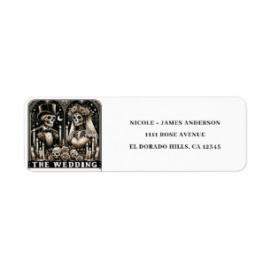 Étiquette LES SQUELETTES DE TAROT DE MARIAGE Mariée & Marié