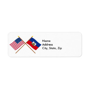 Étiquette Les USA et drapeaux croisés par Haïti