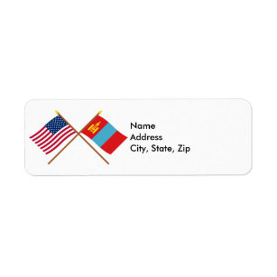 Étiquette Les USA et drapeaux croisés par Mongolie
