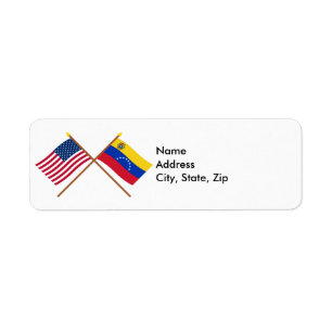 Étiquette Les USA et drapeaux croisés par Venezuela