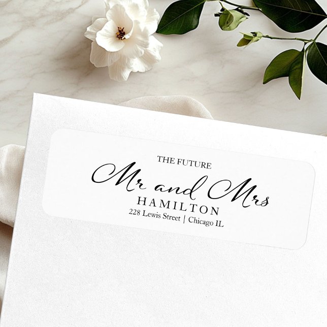Étiquette L'étiquette d'adresse de retour de mariage du futu (Créateur téléchargé)