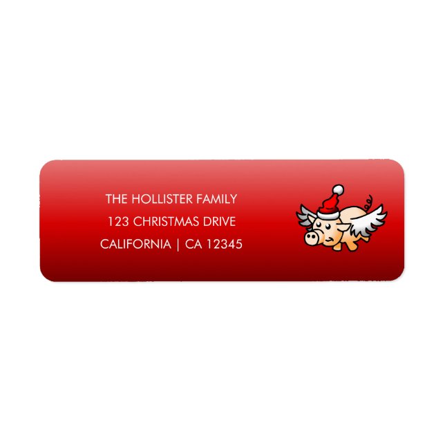 Étiquette L'étiquette d'adresse de retour du cochon de Noël  (Devant)