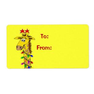 Étiquette L'étiquette mignonne de cadeau de Noël de girafe
