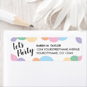 Étiquette Lets Party Rainbow Confetti Adresse de retour