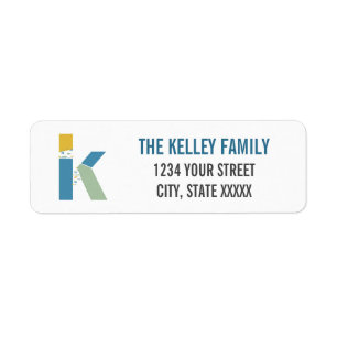 Étiquette Lettre Abstraite moderne K Monogramme Adresse init