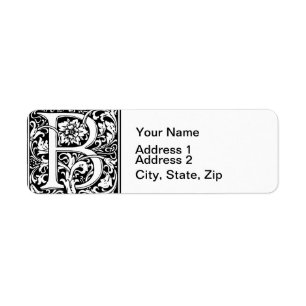 Étiquette Lettre B Monogramme médiéval Art Nouveau
