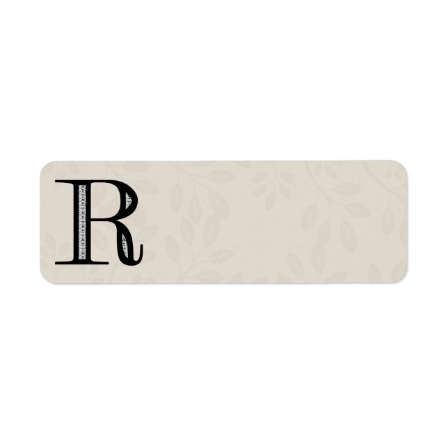 Étiquette Lettre Damas R - Noir (Devant)