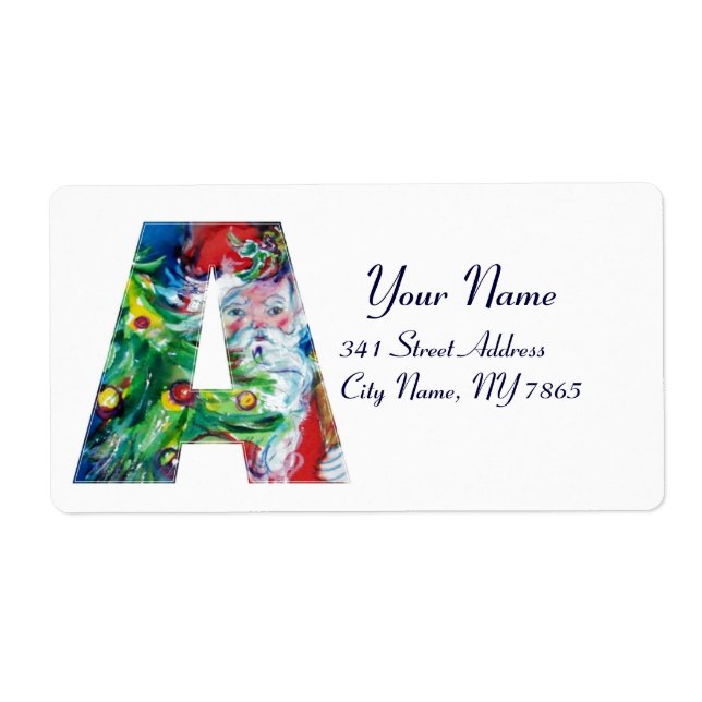 ÉTIQUETTE LETTRE DE NOËL / PÈRE NOËL AVEC ARBRE DE NOËL (Devant)