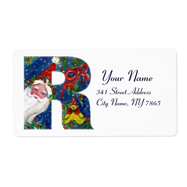 ÉTIQUETTE LETTRE DE NOËL / SANTA CLAUS AVEC RIBBON ROUGE (Devant)