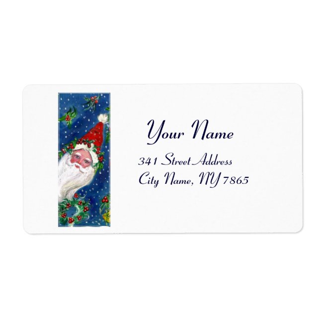 ÉTIQUETTE LETTRE DE NOËL / SANTA CLAUS AVEC RIBBON ROUGE (Devant)