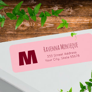 Étiquette Lettre de prénom personnalisée Monogramme Rose Béb