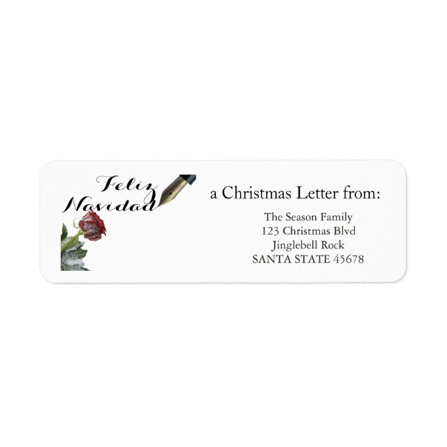 Étiquette Lettre du rose de neige Feliz Navidad (Devant)