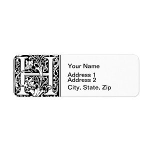 Étiquette Lettre H Monogramme médiéval Art Nouveau